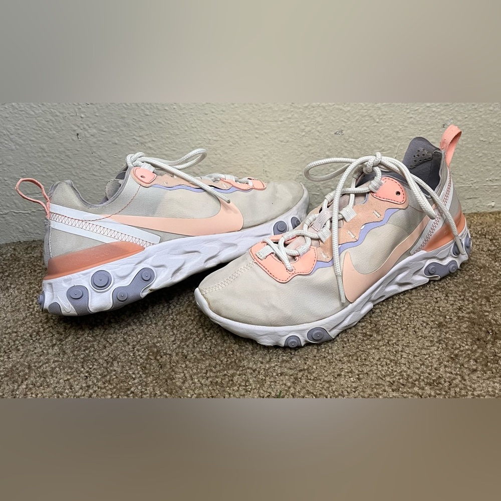 Nike React Element 55 Pale Pink BQ2728-601 Athletic Shoes Sneakers Womens 7.5